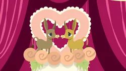 Size: 1280x720 | Tagged: safe, derpibooru import, screencap, slice of life (episode), background, curtain, image, no pony, png, ponyville town hall, scenic ponyville, wedding cake