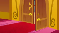 Size: 1280x720 | Tagged: safe, derpibooru import, screencap, slice of life (episode), background, door, image, liminal space, no pony, png, ponyville town hall, scenic ponyville