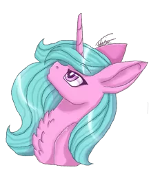 Size: 767x877 | Tagged: safe, artist:inspiredpixels, derpibooru import, oc, unofficial characters only, pony, unicorn, bust, chest fluff, female, image, looking up, mare, png, signature, simple background, solo, transparent background