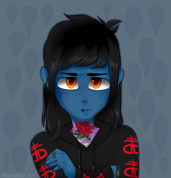 Size: 2251x2335 | Tagged: safe, artist:mariattie, derpibooru import, oc, ponified:oliver sykes, equestria girls, abstract background, bring me the horizon, bust, clothes, commission, drop dead clothing, equestria girls-ified, frown, hoodie, image, lip piercing, looking at you, male, piercing, png, shirt, solo, tattoo, undershirt, ych result