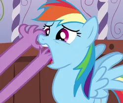 Size: 1280x1080 | Tagged: safe, derpibooru import, screencap, rainbow dash, spike, dragon, pegasus, pony, ponyville confidential, season 2, cropped, duo, female, female focus, image, male, mare, offscreen character, offscreen male, png, solo focus