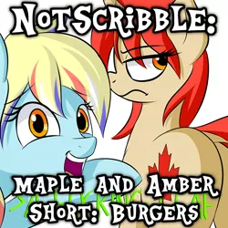 Size: 762x762 | Tagged: safe, artist:gsuus, edit, oc, oc:amber grain, oc:maple leaf, pegasus, pony, unicorn, image, png, text, thumbnail