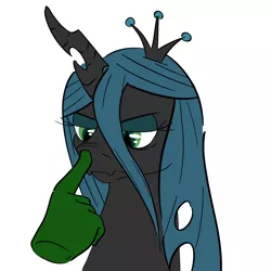 Size: 3000x3000 | Tagged: safe, artist:spagootispootis, derpibooru import, queen chrysalis, changeling, changeling queen, angry, annoyed, boop, female, grump, image, png
