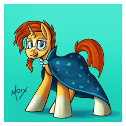 Size: 2000x2000 | Tagged: safe, artist:supermoix, derpibooru import, sunburst, pony, unicorn, cloak, clothes, cute, glasses, image, male, males only, png, simple background, solo, stallion, standing