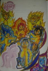 Size: 480x710 | Tagged: safe, artist:karadeg, derpibooru import, trixie, oc, oc:karadeg, crossover, derpibooru exclusive, dragon ball super, dragon ball z, image, jpeg, super saiyan, super saiyan 2, super saiyan blue, super saiyan god, ultra instinct