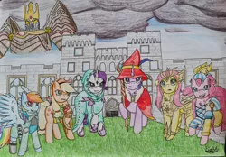 Size: 4032x2810 | Tagged: safe, artist:fireart, derpibooru import, applejack, fluttershy, pinkie pie, rainbow dash, rarity, twilight sparkle, dungeons and discords, crossover, dungeons and dragons, image, jpeg, king arthur, pen and paper rpg, rpg, saint seiya, sonic and the black knight