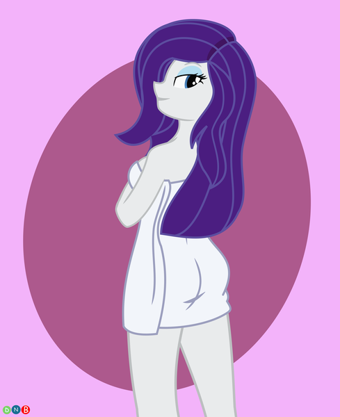 Size: 2210x2713 | Tagged: suggestive, artist:dnastudiobrony, derpibooru import, rarity, after shower, ass, butt, female, image, looking at you, png, rearity, rear view, sexy, simple background, solo, solo female, towel, wet, wet mane, wet mane rarity