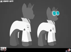 Size: 2826x2049 | Tagged: safe, artist:isaac_pony, derpibooru import, pony, unicorn, badge, buttons, doom equestria, female, glasses, horn, image, logo, male, png, scientist, text, uac, vector