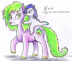 Size: 1200x1013 | Tagged: safe, artist:animatorwil, derpibooru import, rarity, spike, ponified, dragon, pony, dragoness, dragonified, duo, female, image, jpeg, ponified spike, raridragon, species swap, traditional art