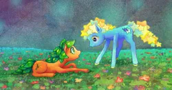 Size: 2852x1496 | Tagged: safe, artist:wormdraws, derpibooru import, oc, unofficial characters only, earth pony, pony, duo, image, jpeg