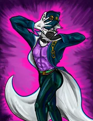 Size: 2489x3241 | Tagged: safe, artist:mixdaponies, derpibooru import, oc, oc:snoopy stallion, unofficial characters only, anthro, earth pony, anime, anthro oc, earth pony oc, image, jojo's bizarre adventure, jpeg