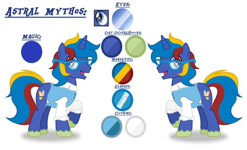 Size: 4904x2984 | Tagged: safe, artist:purplepotato04, derpibooru import, oc, oc:astral mythos, pony, unicorn, clothes, glasses, image, male, png, reference sheet, shirt, simple background, solo, stallion, transparent background, vest