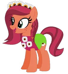 Size: 363x396 | Tagged: safe, artist:firestarter, artist:user15432, derpibooru import, gloriosa daisy, ponified, earth pony, pony, equestria girls, base used, clothes, cutie mark, cutie mark on clothes, equestria girls ponified, floral head wreath, flower, image, leotard, olympics, open mouth, png, simple background, sports, sports outfit, sporty style, swimsuit, transparent background