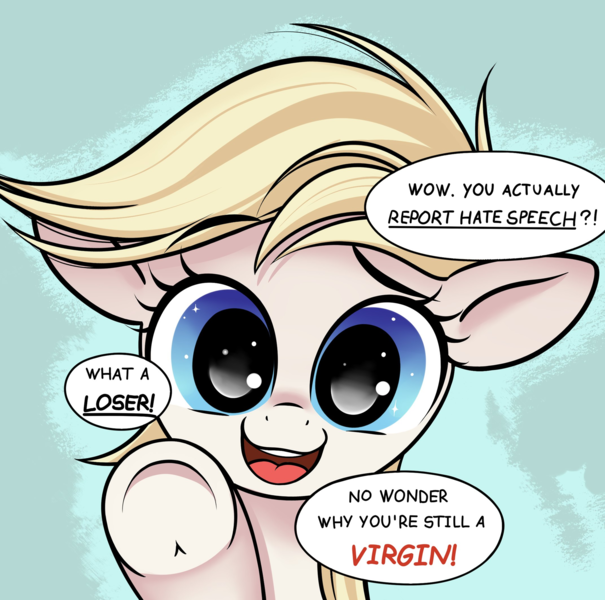 Size: 2144x2127 | Tagged: safe, artist:coinpo, oc, oc:aryanne, earth pony, pony, image, looking at you, png, solo, speech bubble, talking to viewer, text