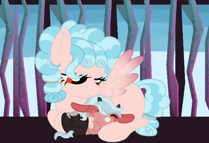 Size: 712x488 | Tagged: safe, artist:starburst758, derpibooru import, cozy glow, oc, oc:rook, pony, baby, baby centaur, colt, female, image, male, mare, offspring, older, older cozy glow, parent:cozy glow, parent:lord tirek, png, story in the source, tartarus