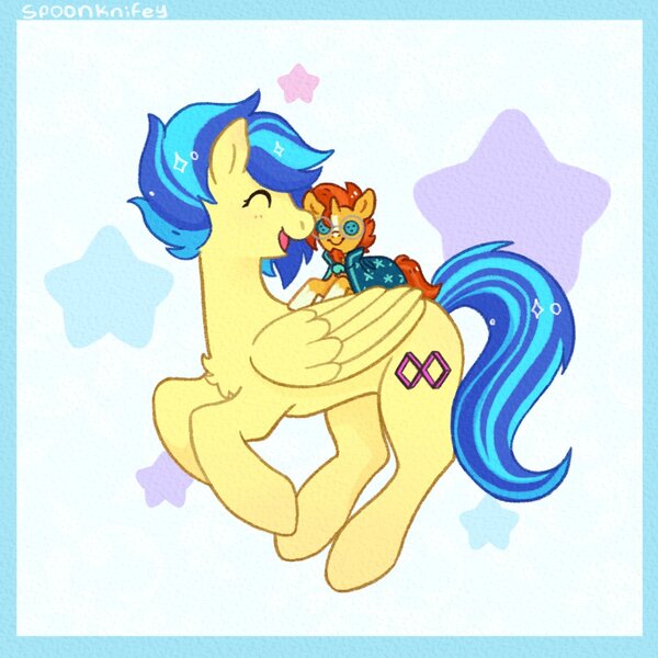 Size: 1362x1362 | Tagged: safe, artist:spoonknifey, derpibooru import, sunburst, oc, oc:koa, unofficial characters only, pegasus, pony, eyes closed, happy, image, jpeg, plushie, smiling, solo