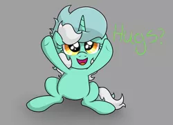 Size: 3230x2323 | Tagged: safe, artist:background basset, derpibooru import, lyra heartstrings, pony, unicorn, female, filly, gray background, happy, image, png, simple background, sitting, solo, text, younger