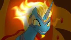 Size: 1151x646 | Tagged: safe, artist:pizza lord, derpibooru import, edit, oc, oc:drizzle dots, oc:solar dots, fanfic:playing with fire, fire, image, implied nightmare moon, png, trace