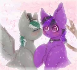 Size: 1100x1000 | Tagged: safe, derpibooru import, oc, earth pony, pegasus, pony, cherry blossoms, couple, cute, flower, flower blossom, heart, image, kissing, kissy face, love, png, romance, romantic