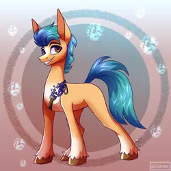 Size: 2500x2500 | Tagged: safe, artist:spirit-fire360, derpibooru import, hitch trailblazer, earth pony, pony, belt, cute, g5, grin, hitchbetes, image, male, markings, missing cutie mark, png, smiling, solo, stallion, unshorn fetlocks