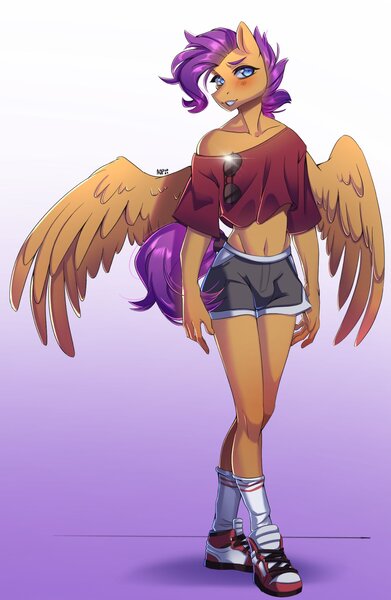 Size: 1333x2048 | Tagged: safe, artist:averageocporn, derpibooru import, oc, anthro, pegasus, anthro oc, dressed, femboy, image, jpeg, male, not scootaloo, solo