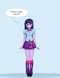 Size: 900x1170 | Tagged: safe, artist:peribooty, derpibooru import, twilight sparkle, equestria girls, image, jpeg, looking at you, speech bubble, talking to viewer