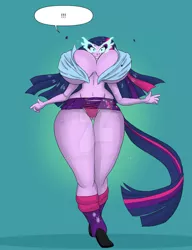 Size: 900x1170 | Tagged: suggestive, artist:peribooty, derpibooru import, part of a set, twilight sparkle, equestria girls, belly button, big breasts, breasts, busty twilight sparkle, clothes, huge breasts, image, jpeg, looking at you, panties, speech bubble, underwear