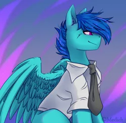 Size: 900x878 | Tagged: safe, artist:mediasmile666, derpibooru import, oc, unofficial characters only, pegasus, pony, image, male, necktie, png, sitting, solo, stallion