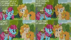 Size: 1280x720 | Tagged: safe, derpibooru import, edit, edited screencap, editor:quoterific, screencap, cup cake, pear butter, earth pony, pony, season 7, the perfect pear, cake, cute, eyes closed, female, food, image, jpeg, mare, open mouth, pearabetes, smiling