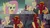 Size: 1280x720 | Tagged: safe, derpibooru import, edit, edited screencap, editor:quoterific, screencap, fluttershy, garble, smolder, dragon, pegasus, pony, season 9, sweet and smoky, spoiler:s09, angry, eyes closed, female, flying, image, jpeg, male, mare, open mouth, spread wings, trio, wings