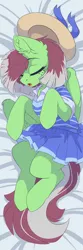 Size: 1000x3000 | Tagged: safe, artist:arctic-fox, derpibooru import, oc, oc:watermelon success, unofficial characters only, pegasus, pony, body pillow, body pillow design, clothes, dress, explicit source, hat, image, png, sleeping, solo