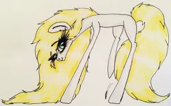 Size: 1006x623 | Tagged: safe, artist:beamybutt, derpibooru import, oc, unofficial characters only, earth pony, pony, earth pony oc, eyelashes, female, image, jpeg, mare, raised hoof, signature, solo, traditional art