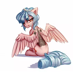 Size: 1280x1252 | Tagged: safe, artist:setharu, derpibooru import, cozy glow, pegasus, pony, cigarette, image, jpeg, looking at you, looking back, looking back at you, older, older cozy glow, russia, smoking, solo, tattoo