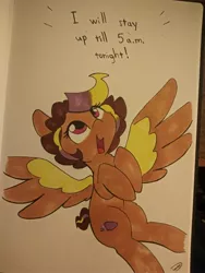 Size: 3072x4096 | Tagged: safe, artist:taurson, derpibooru import, oc, oc:hors, unofficial characters only, pegasus, pony, atg 2021, female, image, jpeg, mare, newbie artist training grounds, solo, spread wings, traditional art, wings