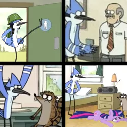 Size: 513x513 | Tagged: safe, derpibooru import, twilight sparkle, unicorn, crossover, crossover shipping, female, image, loss, loss (meme), loss edit, male, meme, mordecai, mordetwi, png, regular show, shipping, straight