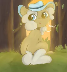 Size: 1811x1931 | Tagged: safe, artist:mushy, derpibooru import, oc, oc:the mare with no name, earth pony, pony, blue eyes, butt, female, grass, hat, image, mare, png, shading, sitting, sunset, tree