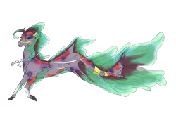 Size: 2299x1635 | Tagged: safe, artist:ashurikrbg, derpibooru import, oc, unofficial characters only, hybrid, merpony, seapony (g4), colored pupils, custom, eyelashes, fins, fish tail, flowing tail, green mane, image, irl, jewelry, necklace, photo, png, red eyes, simple background, solo, swimming, tail, toy, transparent background
