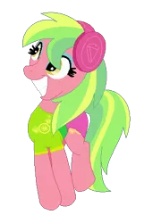 Size: 293x454 | Tagged: safe, artist:firestarter, artist:user15432, derpibooru import, lemon zest, ponified, earth pony, pony, equestria girls, base used, clothes, cutie mark, cutie mark on clothes, equestria girls ponified, headphones, image, leotard, olympics, png, simple background, sports, sports outfit, sporty style, swimsuit, transparent background