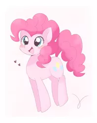 Size: 1614x2048 | Tagged: safe, artist:arrow__root, derpibooru import, pinkie pie, earth pony, pony, blushing, cute, cuteness overload, diapinkes, female, happy, heart, image, jpeg, jumping, mare, open mouth, pinkie being pinkie, simple background, solo, white background
