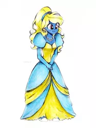 Size: 2489x3319 | Tagged: safe, artist:liaaqila, derpibooru import, oc, oc:azure/sapphire, equestria girls, cinderella, clothes, crossdressing, dress, femboy, gown, image, jpeg, male