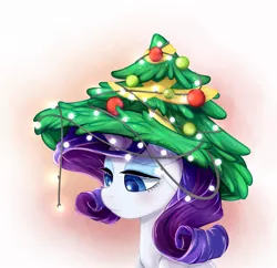 Size: 1024x990 | Tagged: dead source, safe, artist:jumblehorse, rarity, hearth's warming eve (episode), christmas, christmas tree, hat, holiday, image, jpeg, tree