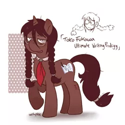 Size: 2000x2000 | Tagged: safe, artist:wiloptik, derpibooru import, ponified, pony, unicorn, braid, danganronpa, image, png, solo, toko fukawa