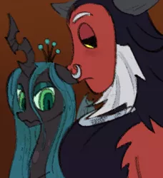 Size: 326x358 | Tagged: safe, artist:draconekissuwu, artist:villainappie, derpibooru import, lord tirek, queen chrysalis, centaur, changeling, changeling queen, chrysirek, eyes on the prize, female, image, male, meme, pecs, png, ponified meme, shipping, straight