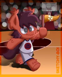 Size: 2400x3000 | Tagged: safe, artist:snakeythingy, derpibooru import, oc, oc:sketchy dupe, basketball, basketball court, crossover, image, lola bunny, png, space jam, sports, sports outfit, story included