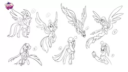 Size: 2133x1200 | Tagged: safe, artist:bevin brand, princess skystar, hippogriff, my little pony: the movie, character design, concept art, cupcake, expressions, food, image, jpeg, logo, numbers