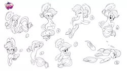 Size: 2133x1200 | Tagged: safe, artist:bevin brand, applejack, seapony (g4), my little pony: the movie, character design, concept art, expressions, image, jpeg, logo, numbers, seaponified, seapony applejack, species swap