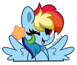 Size: 822x688 | Tagged: safe, artist:kittyrosie, derpibooru import, rainbow dash, pegasus, pony, blushing, cute, dashabetes, image, looking at you, one eye closed, open mouth, png, wink, winking at you