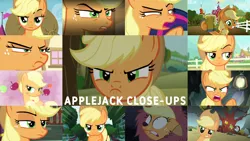 Size: 1280x721 | Tagged: safe, derpibooru import, edit, edited screencap, editor:quoterific, screencap, applejack, twilight sparkle, twilight sparkle (alicorn), alicorn, big cat, earth pony, hybrid, lion, pony, dragon dropped, dragonshy, scare master, the super speedy cider squeezy 6000, angry, applejack is not amused, applejack's hat, close-up, clothes, costume, cowboy hat, cute, cute when angry, duo, duo female, female, floppy ears, hat, image, lion pony, madorable, narrowed eyes, offscreen character, png, running, solo, sweet apple acres, unamused