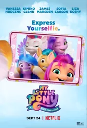 Size: 1818x2666 | Tagged: safe, derpibooru import, hitch trailblazer, izzy moonbow, pipp petals, sunny starscout, zipp storm, my little pony: a new generation, spoiler:g5, g5, image, jpeg, mane five (g5), movie poster, netflix, poster