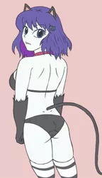 Size: 1331x2312 | Tagged: suggestive, artist:sumin6301, derpibooru import, rarity, cat, alternate hairstyle, bra, breasts, busty rarity, butt, cat ears, catgirl, cat tail, clothes, collar, fangs, gloves, image, jpeg, long gloves, looking at you, looking back, looking back at you, panties, raricat, rearity, sideboob, socks, thigh highs, underwear